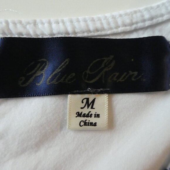 Blue Rain Francescas Embroidered Mosaic Ruffled Boho Peasant Top Womens Med - Picture 7 of 9